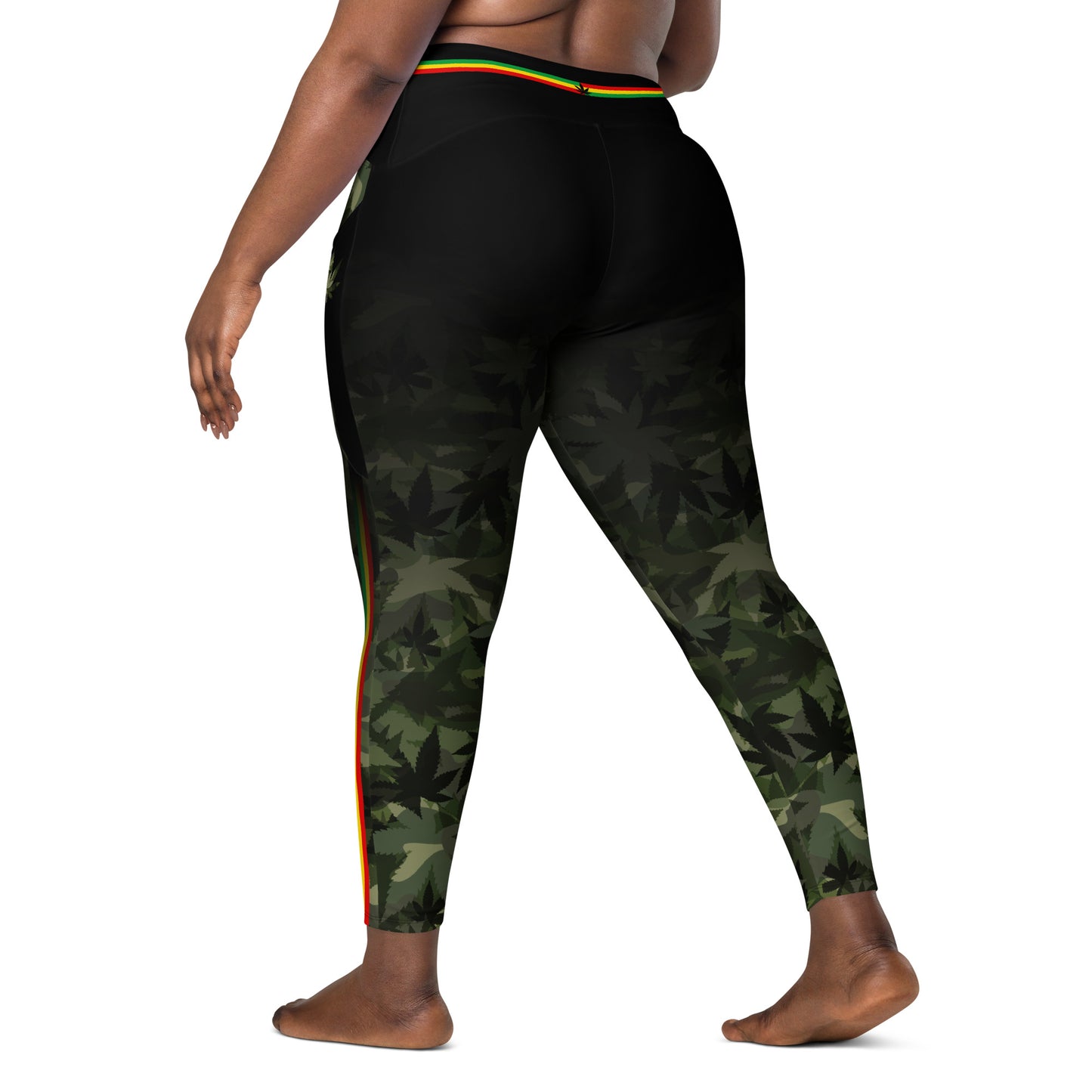 Rasta Cannaflage Crossover Leggings with Pockets