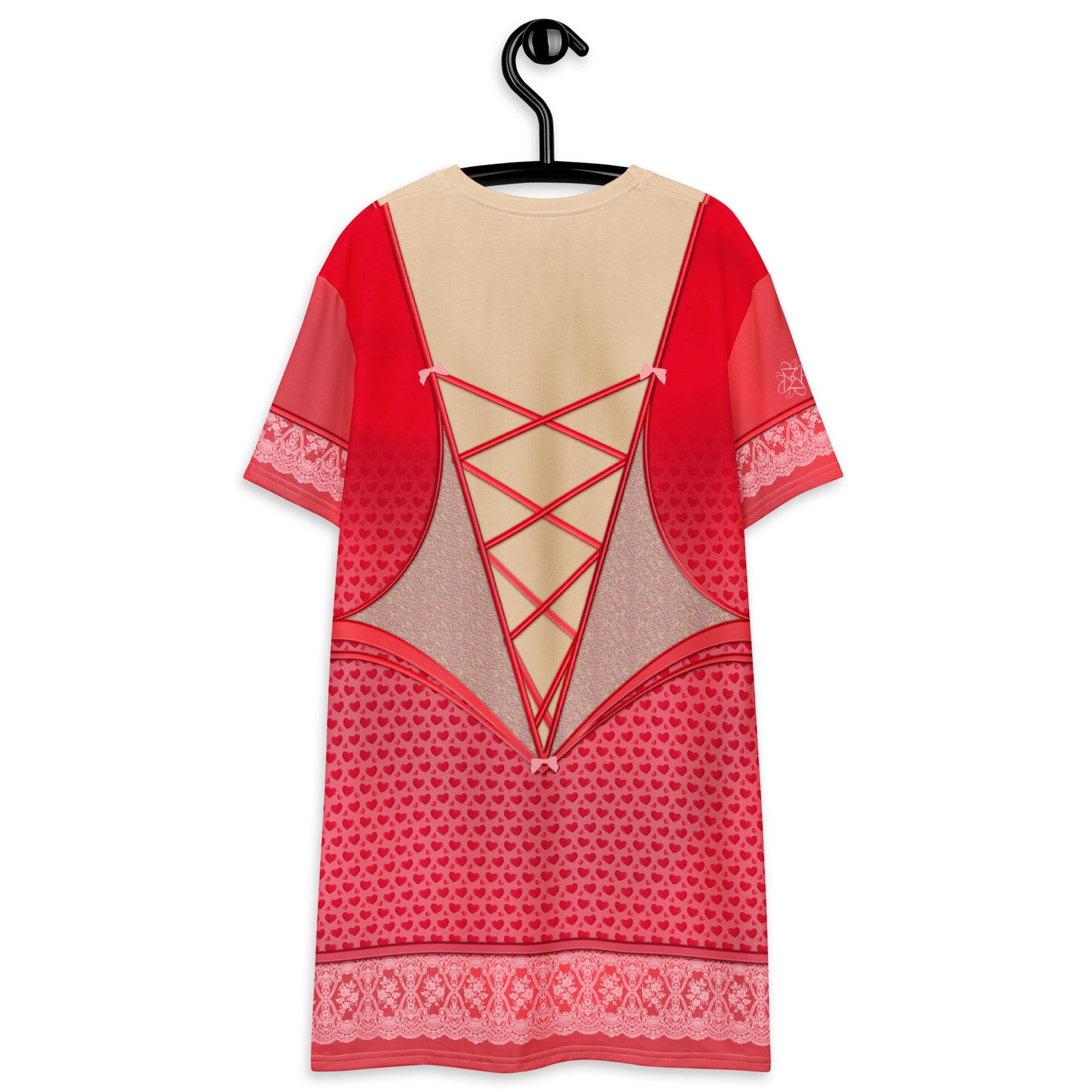 Pajamgeries T-shirt Dress - Valentine's Hearts - Ivory