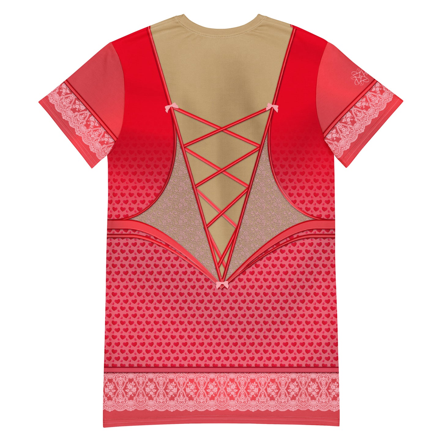 Pajamgeries T-shirt Dress - Valentine's Hearts - Mediterranean