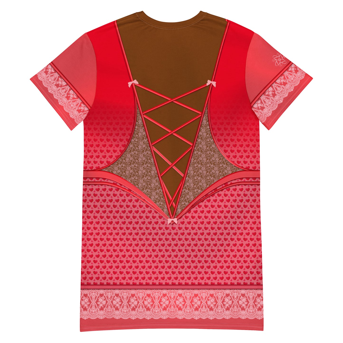 Pajamgeries T-shirt Dress - Valentine's Hearts - Canela