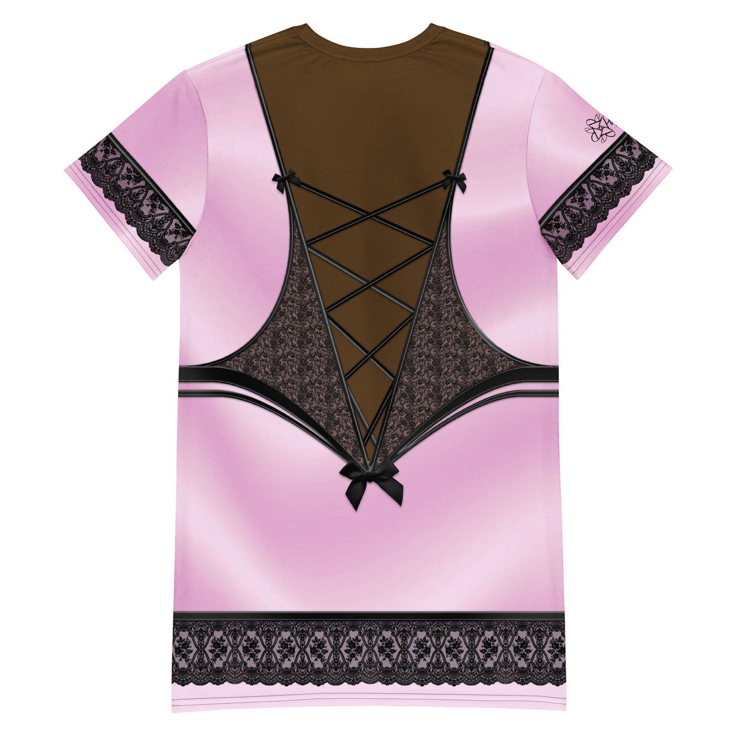 Pajamgeries T-shirt Dress - Pink and Black - Ebony