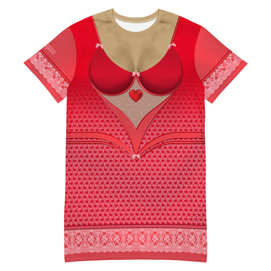 Pajamgeries T-shirt Dress - Valentine's Hearts - Mediterranean