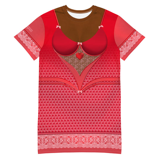 Pajamgeries T-shirt Dress - Valentine's Hearts - Canela