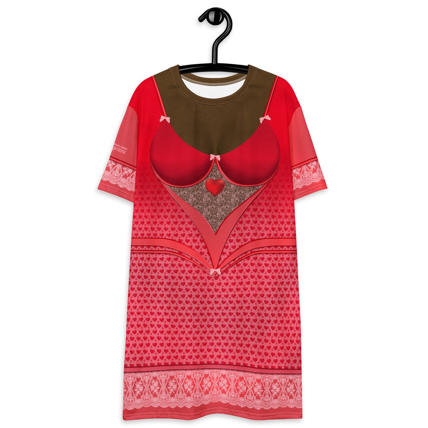 Pajamgeries T-shirt Dress - Valentine's Hearts - Ebony