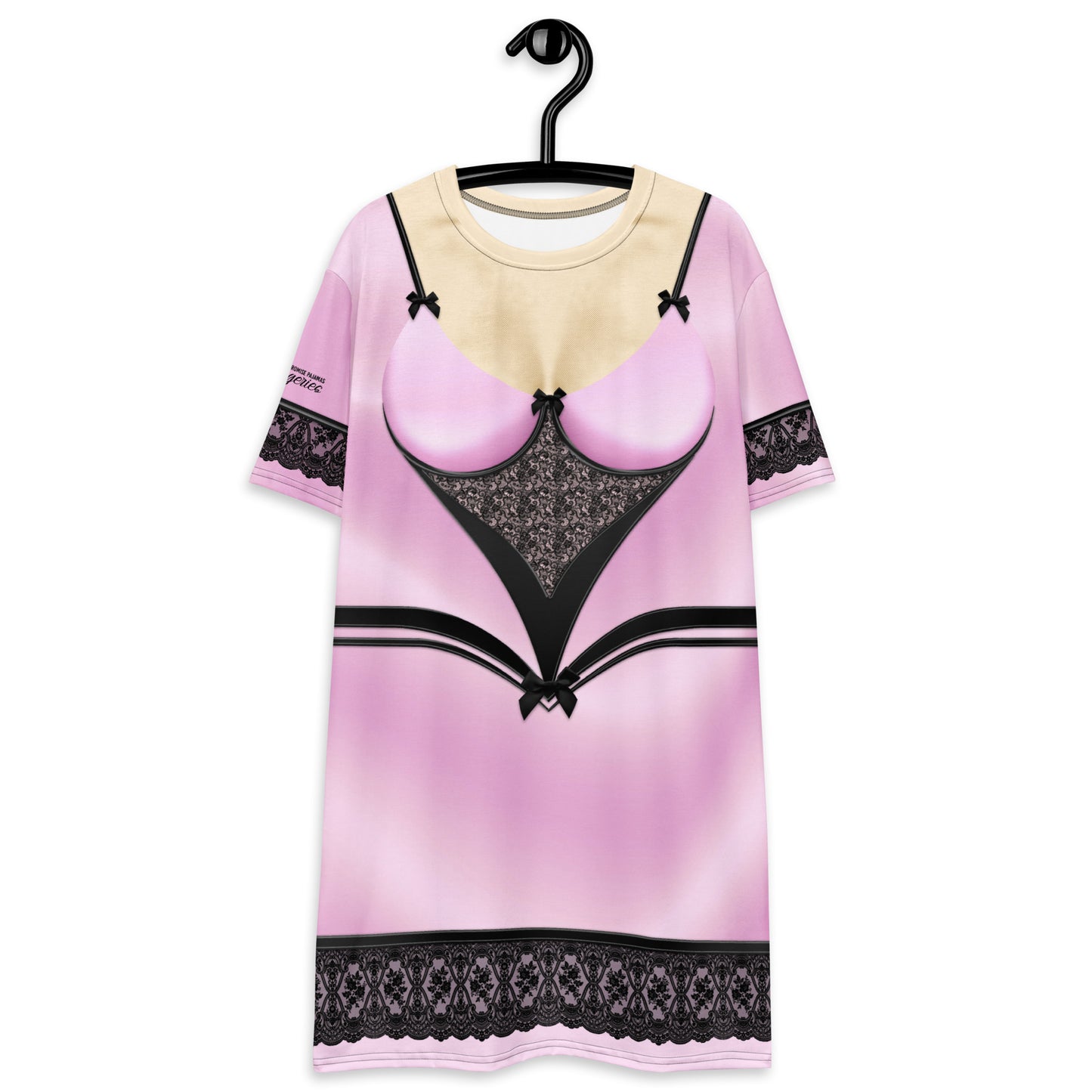 Pajamgeries T-shirt Dress - Pink and Black - Hanami