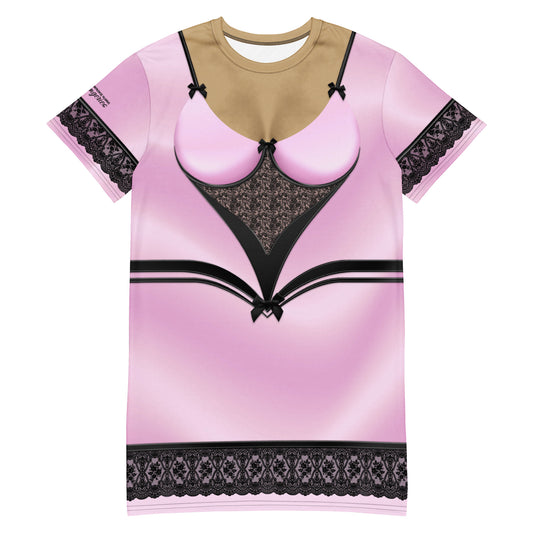 Pajamgeries T-shirt Dress - Pink and Black - Mediterranean