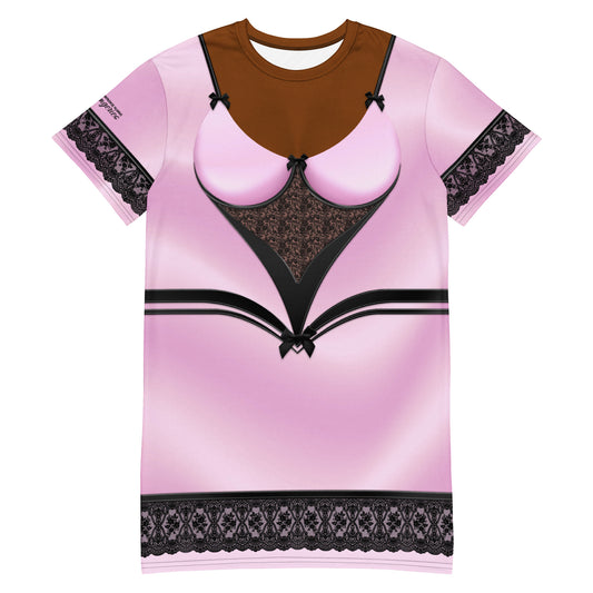 Pajamgeries T-shirt Dress - Pink and Black - Canela