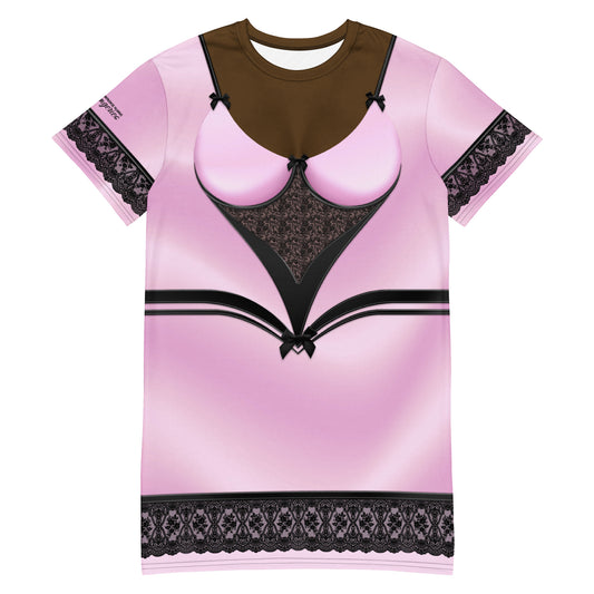 Pajamgeries T-shirt Dress - Pink and Black - Ebony