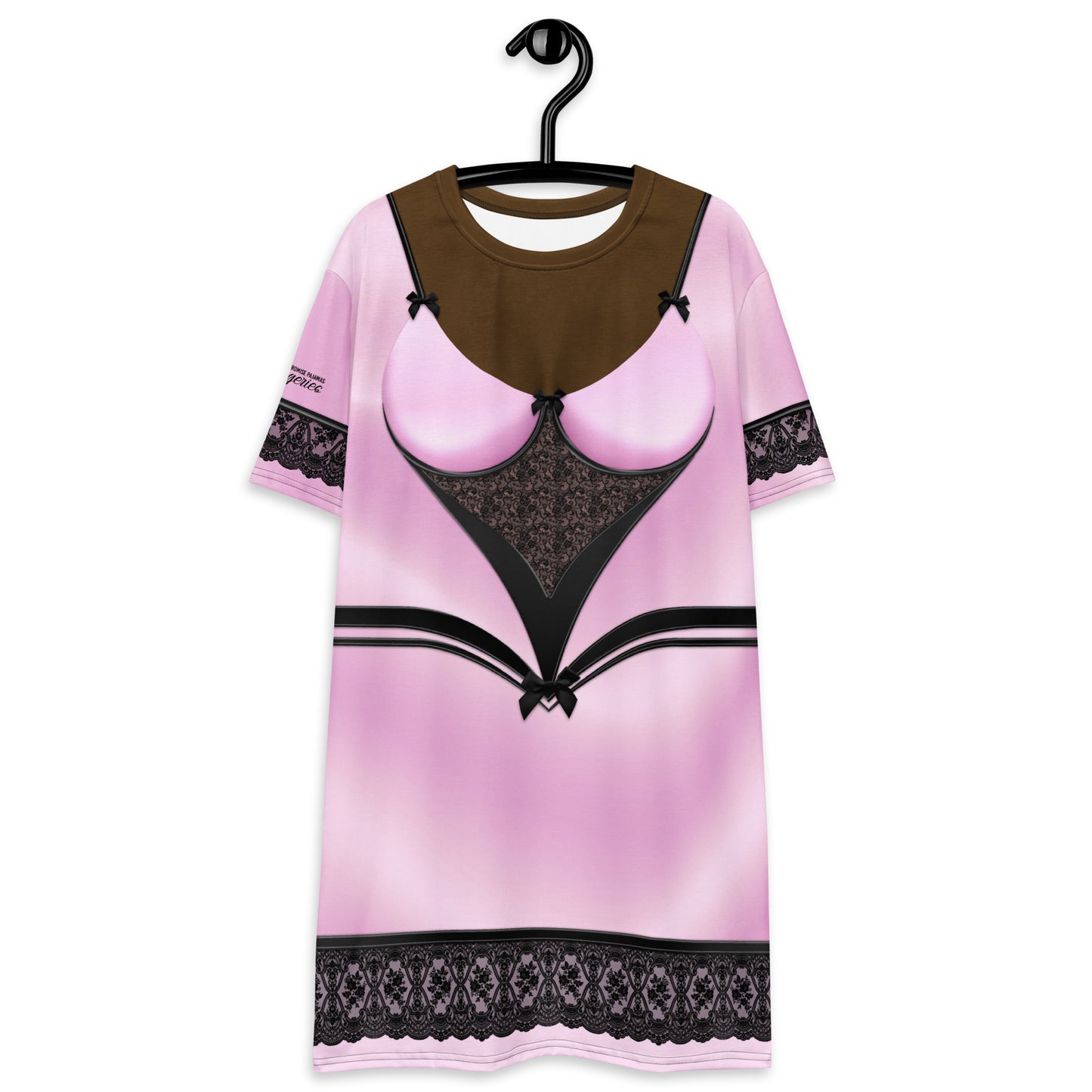 Pajamgeries T-shirt Dress - Pink and Black - Ebony