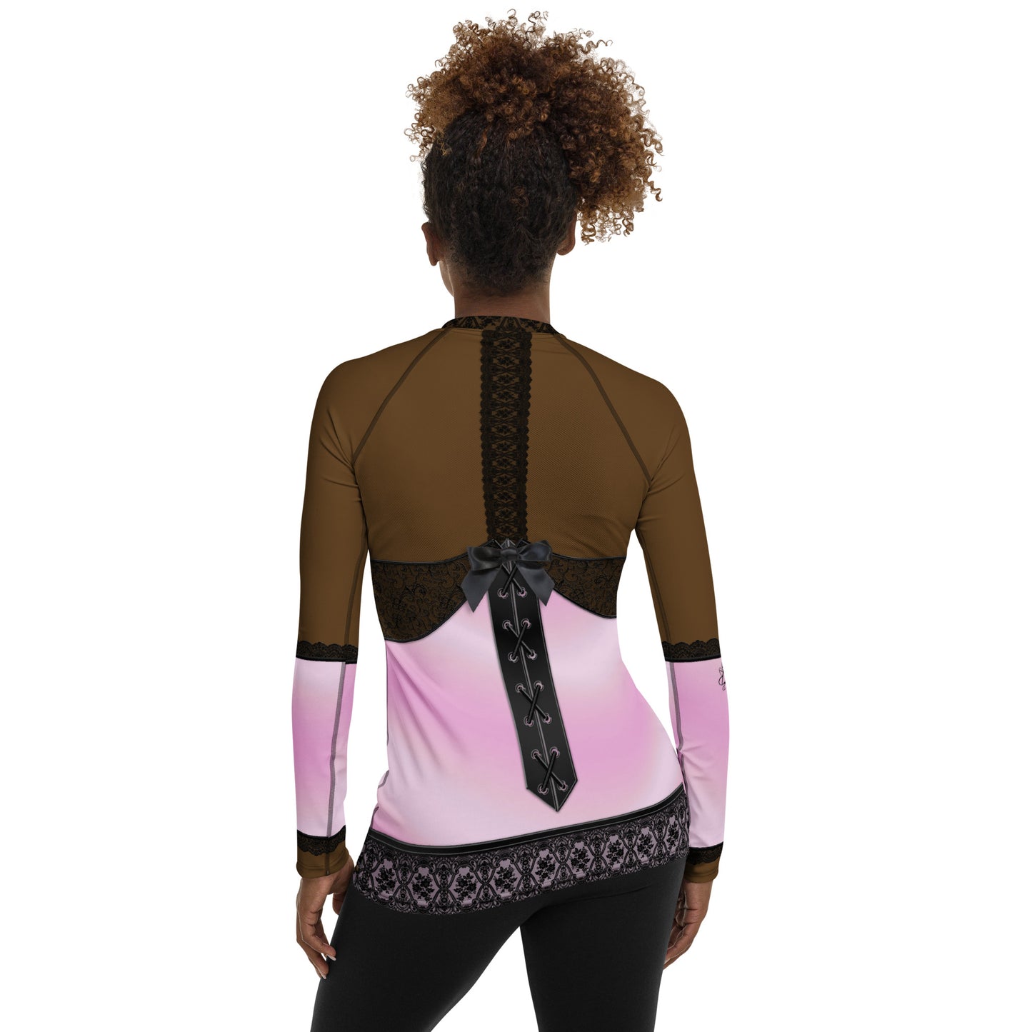 Pajamgeries Women's Rash Guard - Pink and Black - Ebony