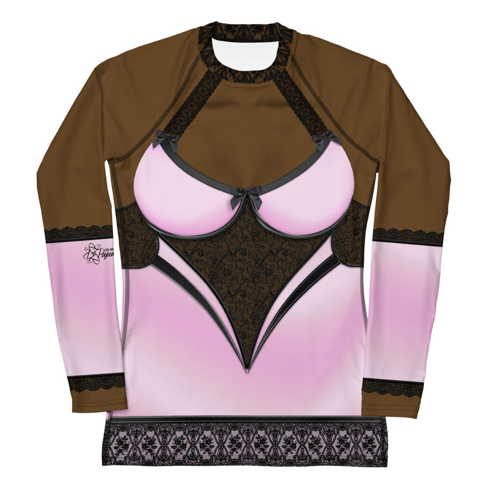 Pajamgeries Women's Rash Guard - Pink and Black - Ebony