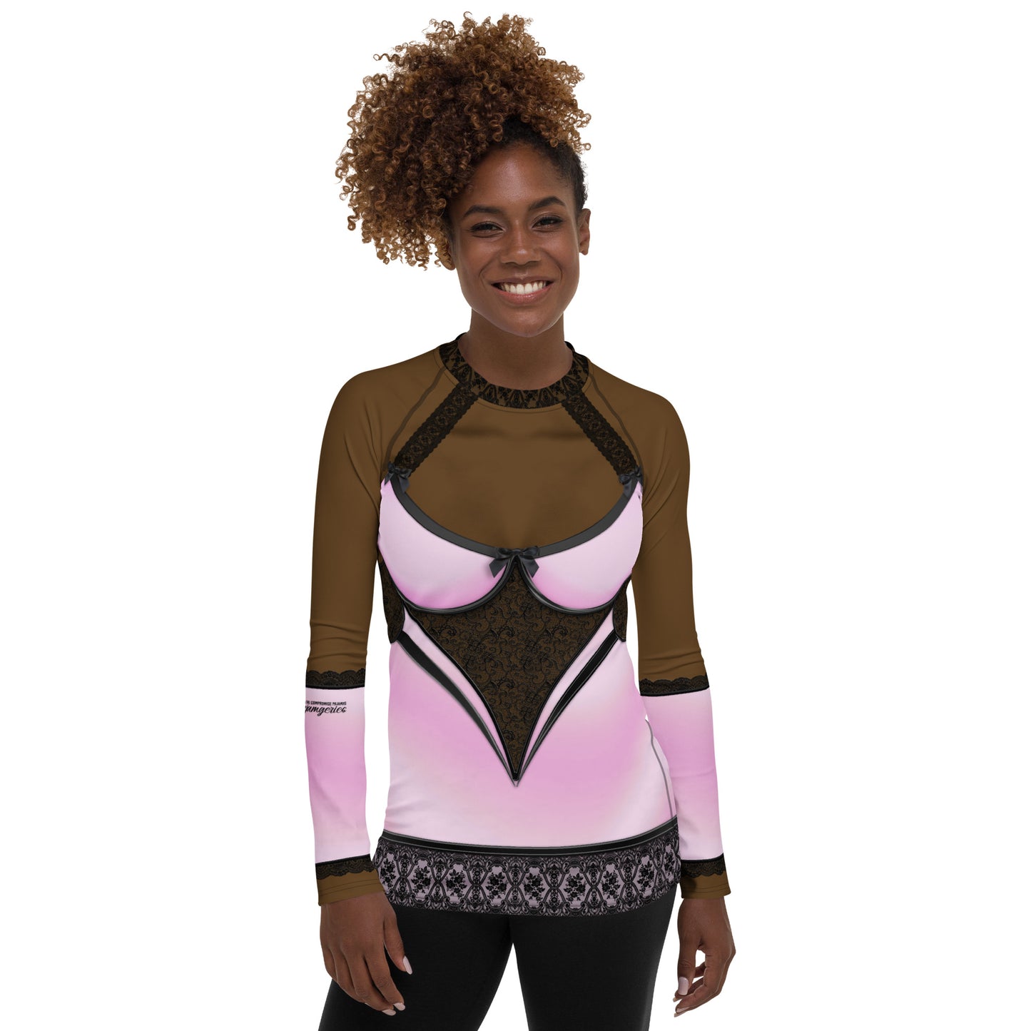 Pajamgeries Women's Rash Guard - Pink and Black - Ebony