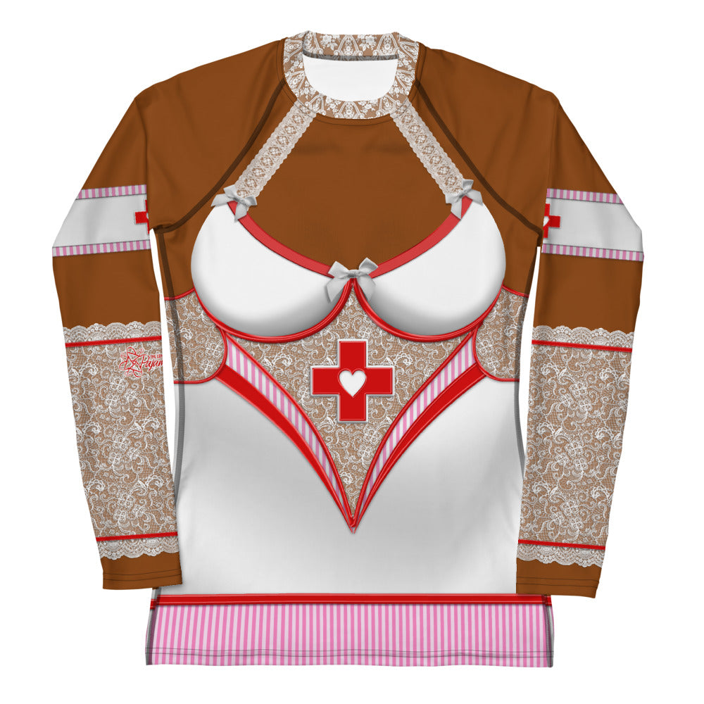 Pajamgeries Women's Rash Guard - Night Nurse - Canela