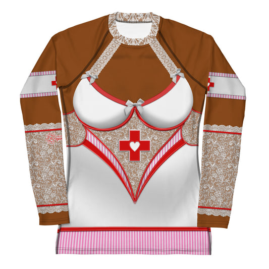 Pajamgeries Women's Rash Guard - Night Nurse - Canela