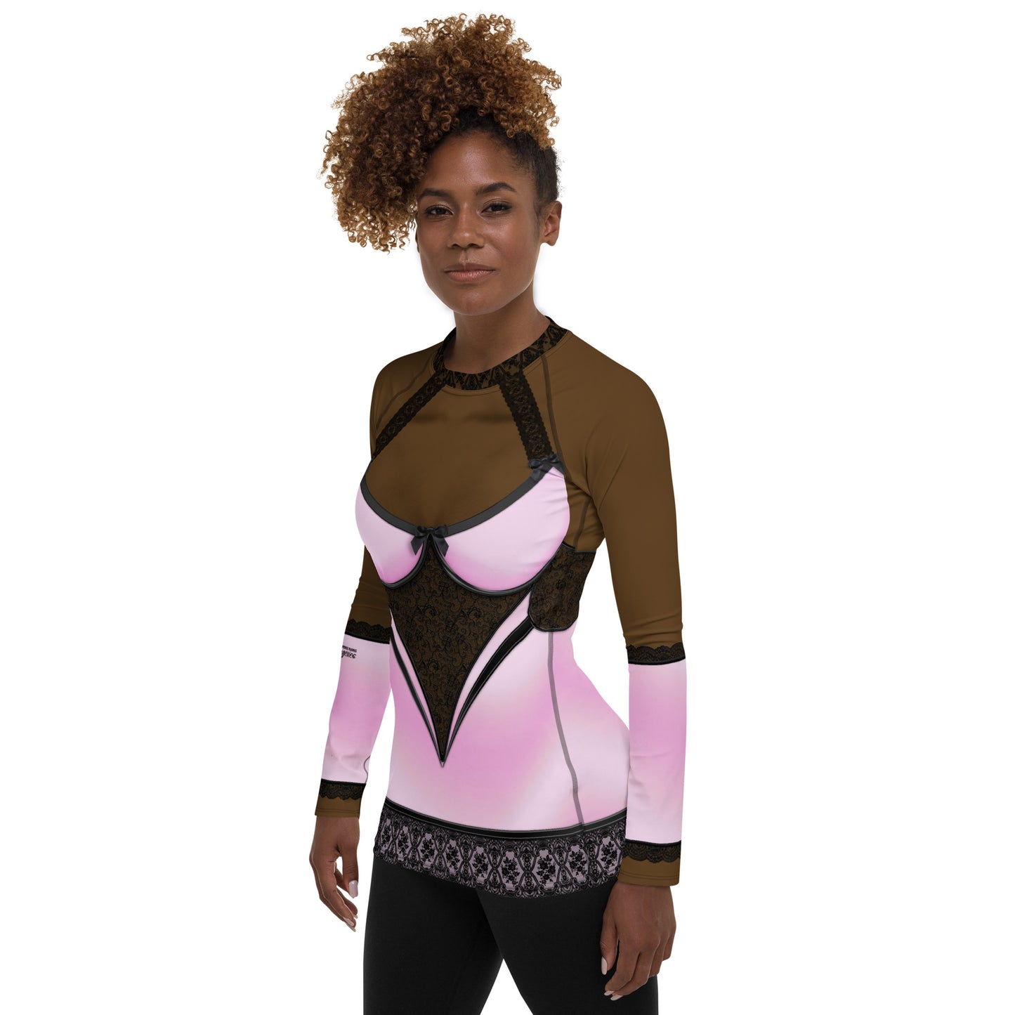 Pajamgeries Women's Rash Guard - Pink and Black - Ebony