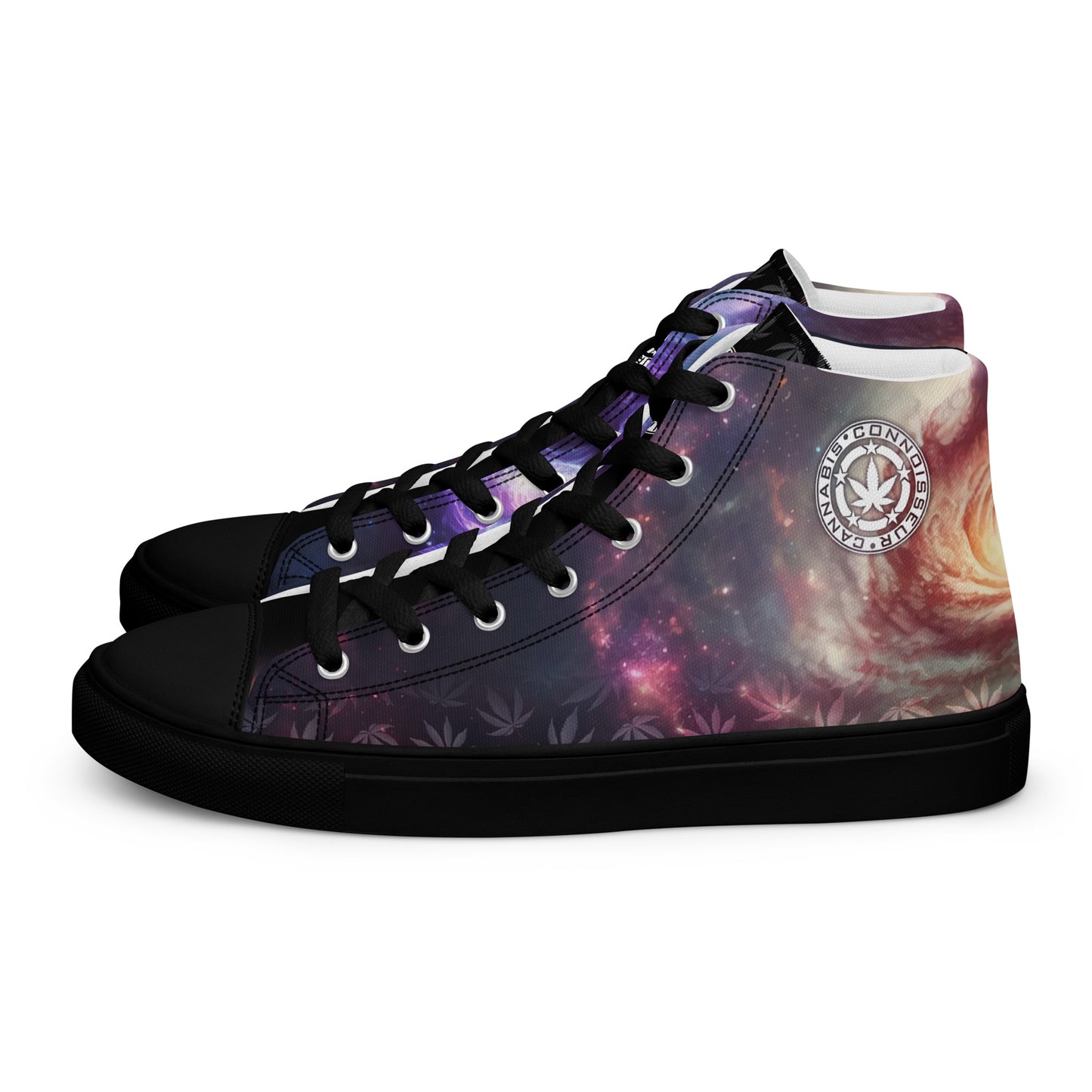 Cannabis Connoisseur Men’s High Top Canvas Shoes - Cosmic